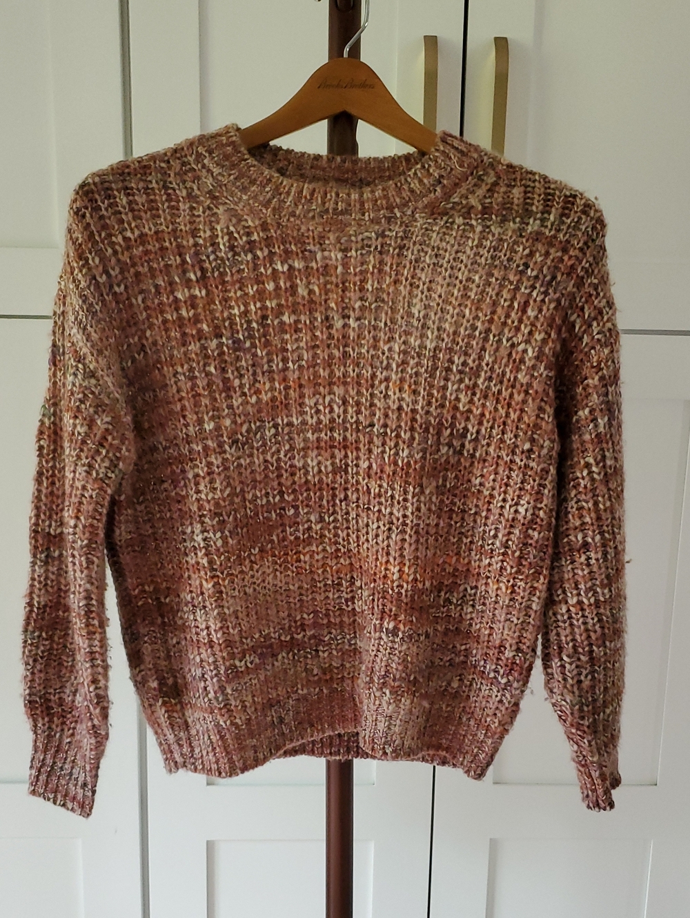 Loft Sweater Womens Medium Pink Wool Blend Italian Yarn Chunky Knit Pullover